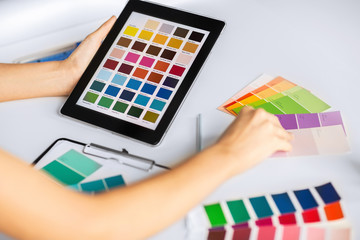 woman working with color samples for selection