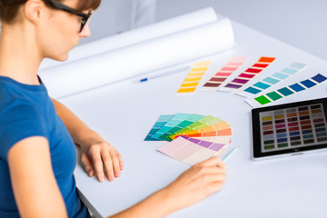 woman working with color samples for selection