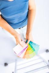 woman working with color samples for selection
