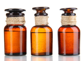 Medicine bottles isolated on white