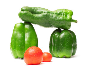 three peppers and tomatoes