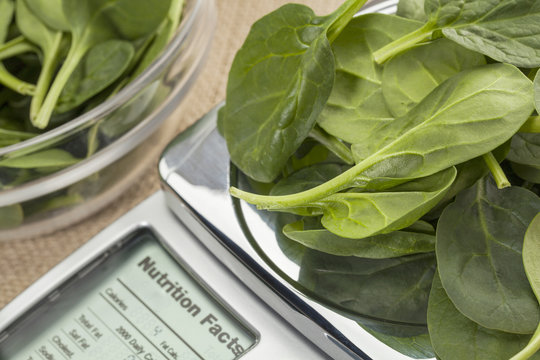 fresh spinach on diet scale