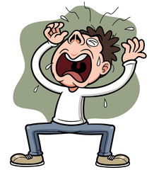 Cartoon Man Screaming in Frustration