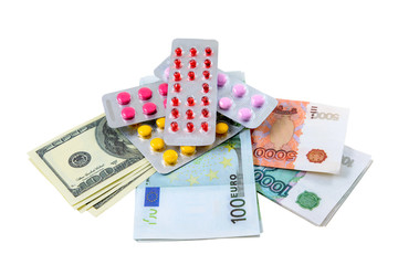 Fototapeta na wymiar Pills and money