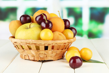 Bright summer fruits in basket