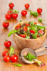 Mixed lettuce salad and tomatoes