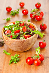 Mixed lettuce salad and tomatoes