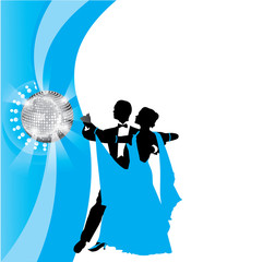 blue background with dancing couple