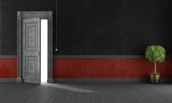 Red and black grunge home entrance