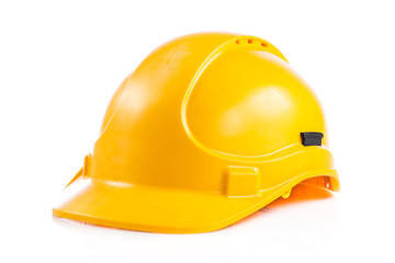 Yellow safety helmet on white background.  hard hat isolated on