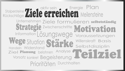 Ziele erreichen graue tag cloud