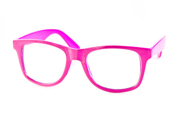 Pink  glasses isolated on white