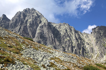 Fototapeta na wymiar View from Velka Lomnicka veza - peak in High Tatras, Slovakia