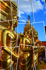 Statues dorées à l'or fin de Bouddha en Thaïlande