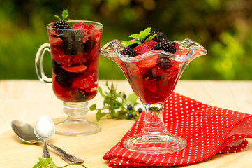 Wild berries dessert with champagne jelly from South Tirol