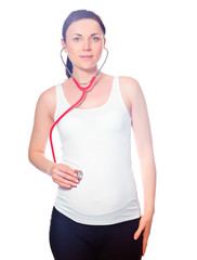 Pregnant woman listening to baby