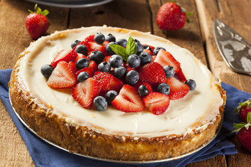 Homemade Strawberry and Blueberry Cheesecake