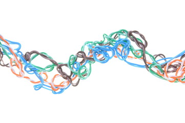 Electric cable with knot isolated on white background