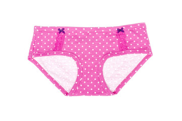 Pink Cotton Panties with White Polka Dot Isolated