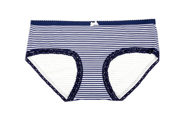 Navy Blue Striped Cotton Panties Isolated