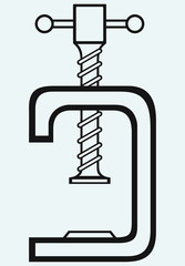 C-Clamp is isolated on blue background