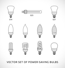Vector set of power-saving bulbs