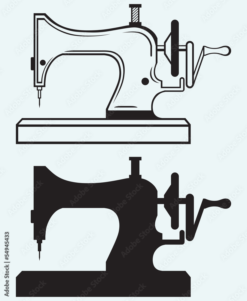 Wall mural Antique Sewing Machine isolated on blue background - Wall murals