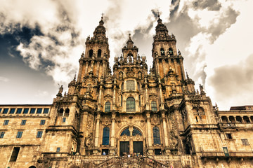 cathedral in Santiago Compostela, Spain - obrazy, fototapety, plakaty