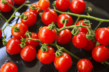 fresh food on black plate