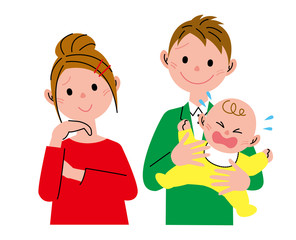 育児　カップル　泣く