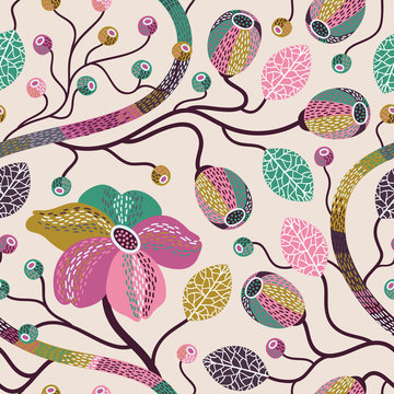 Fototapeta Seamless floral pattern