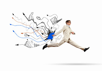 Jumping businessman