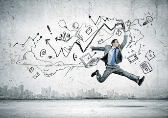 Jumping businessman
