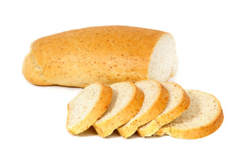 cut bread isolated on white background