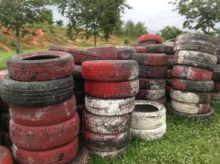 Old tires stacked