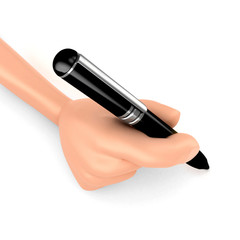3d render of a hand holding a pen