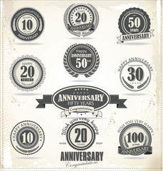 Anniversary sign collection, retro design