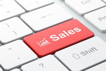 Advertising concept: Growth Graph and Sales on computer keyboard