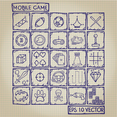 Mobile Game Icon Doodle Set