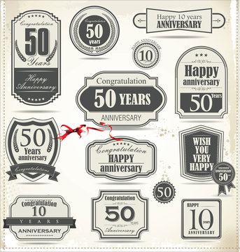 Anniversary retro badge and labels