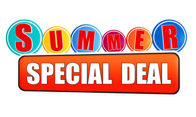 summer special deal orange banner with color circles