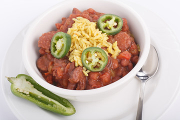 Red Beans with Yellow Rice and Jalapenos