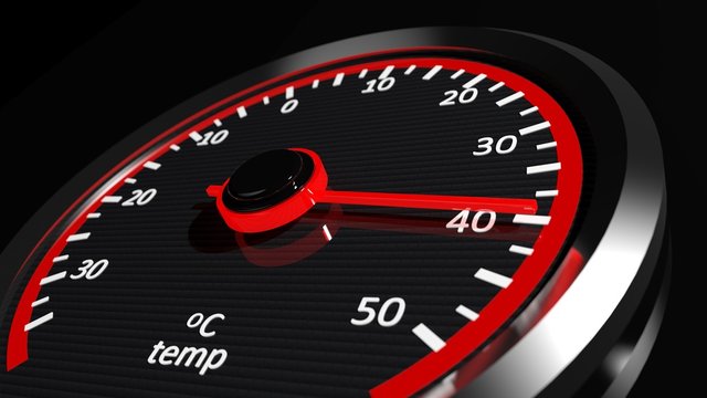 Temperature meter shows high temperatures