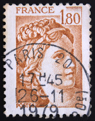 French postage stamp, Marianne de Cheffer brown