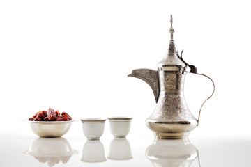 A dallah, a metal pot for making Arabic coffee