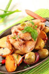 Chicken wings and potatoes