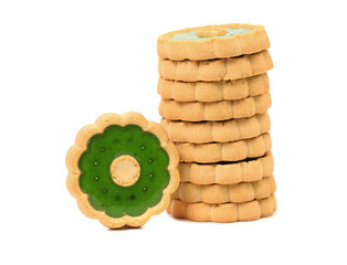 Stack of biscuit with kiwi jam.