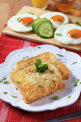 French toast and fried eggs
