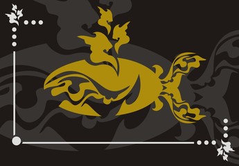 Fototapeta premium Gold whale on a black background