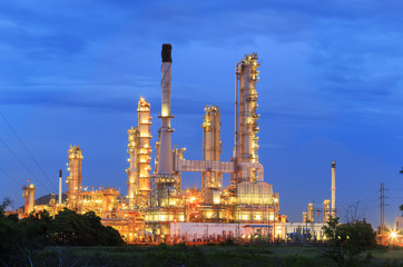 Oil refinery at twilight sky